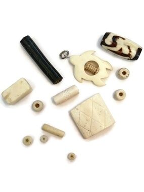 As Low As $2 Natural Bone Beads Mix with a Wired Turtle Focal 26mm x 21mm (13)